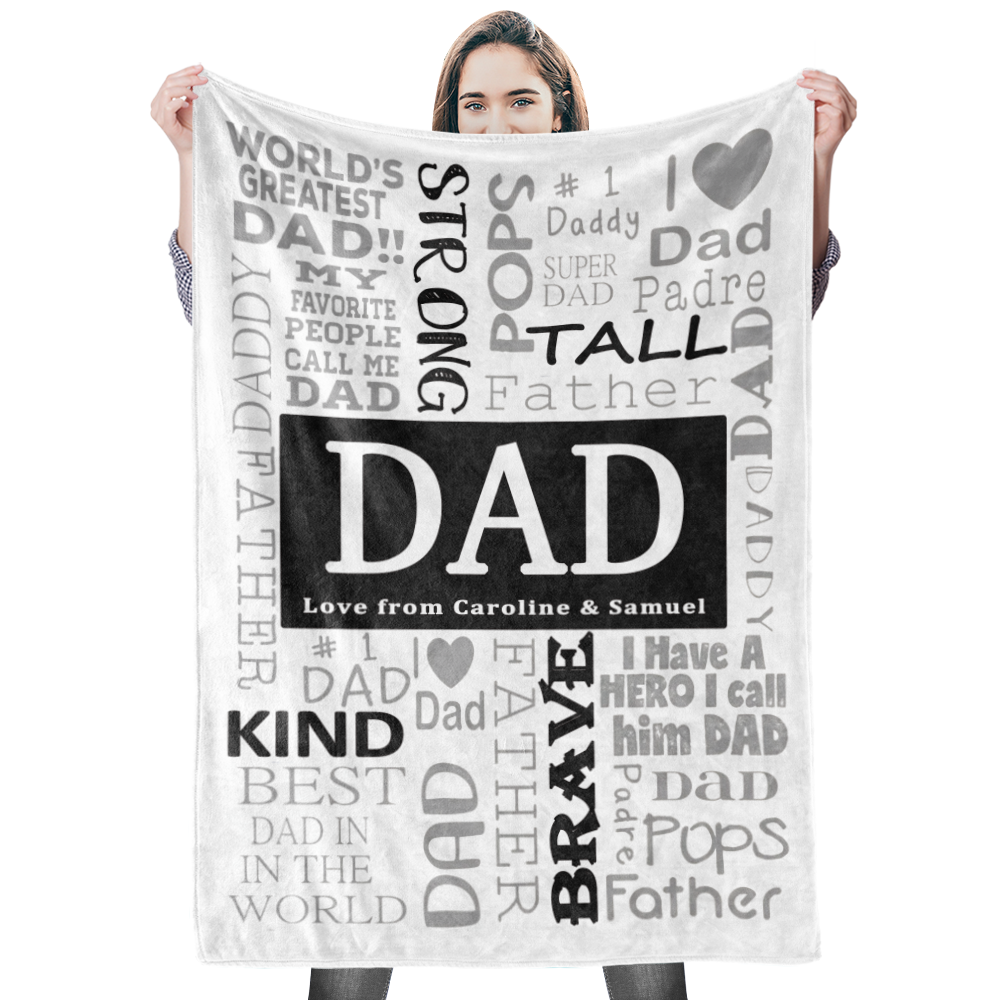 Custom Dad Blanket Personalized Photo Blankets Custom Collage Blankets - 8 Photos