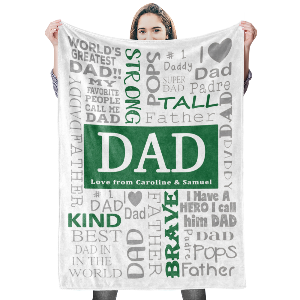 Custom Dad Blanket Personalized Photo Blankets Custom Collage Blankets - 8 Photos