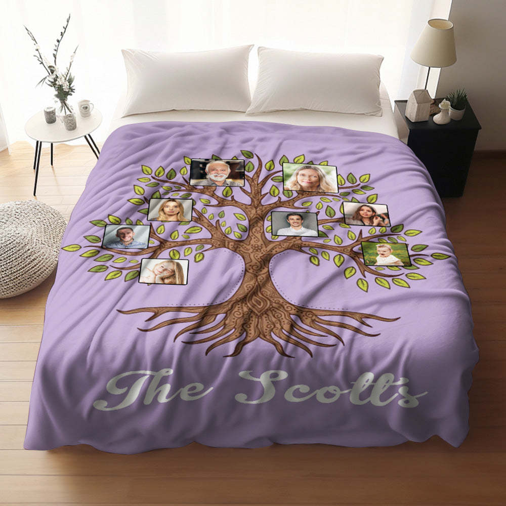 Custom Family Tree Photo Blanket Housewarming Gift For Loved One - Get Photo Blanket