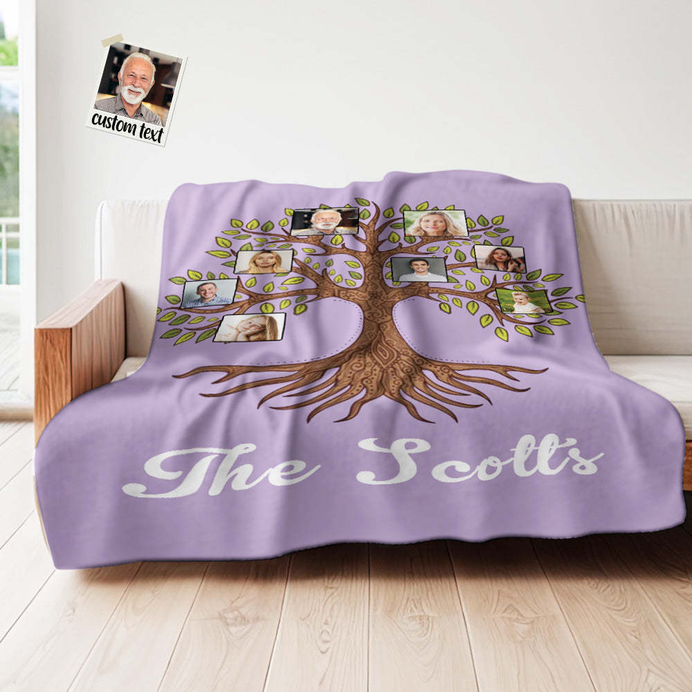 Custom Family Tree Photo Blanket Housewarming Gift For Loved One - Get Photo Blanket