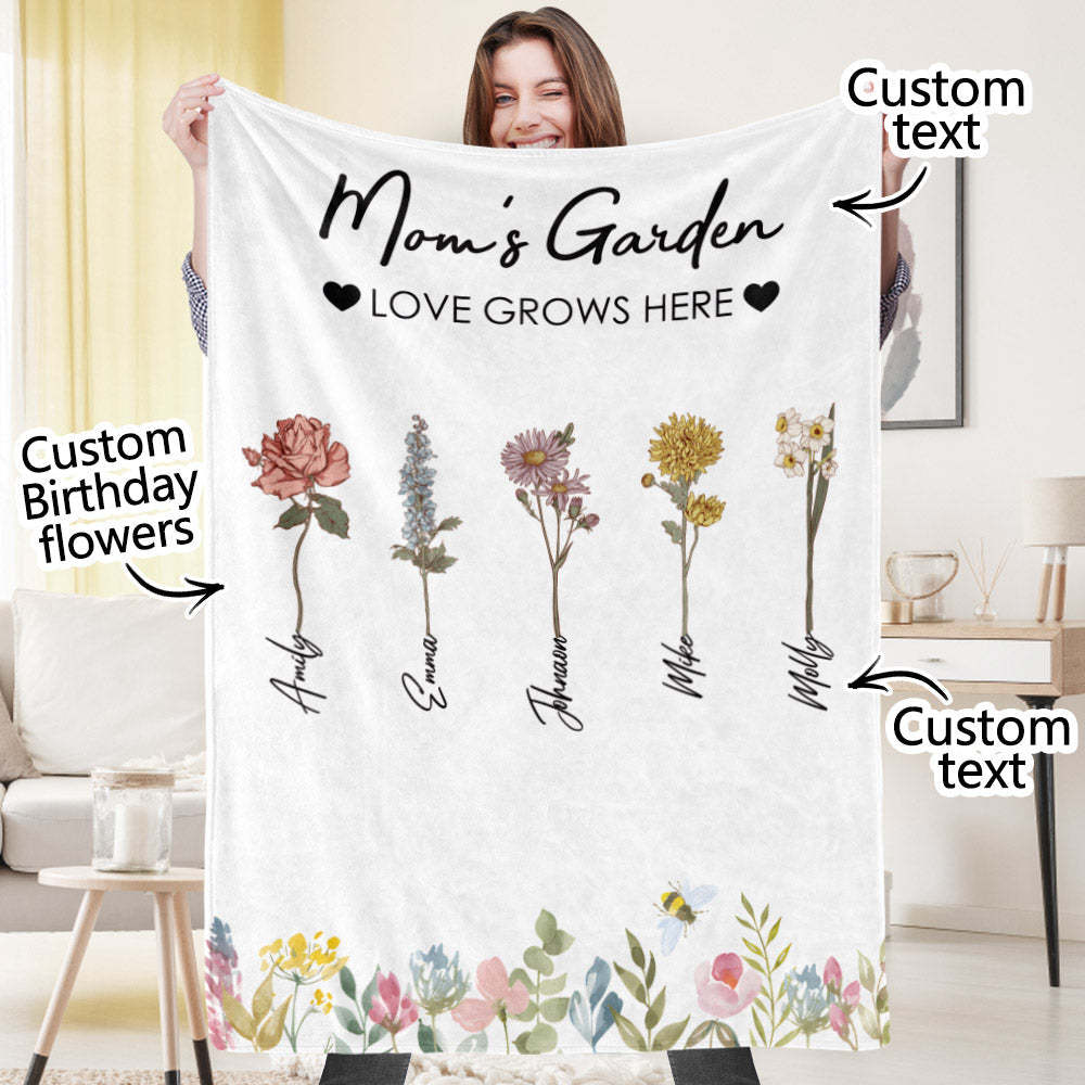 Custom Birthday Flower Blanket Personalized Name Blanket Unique Gift - Get Photo Blanket