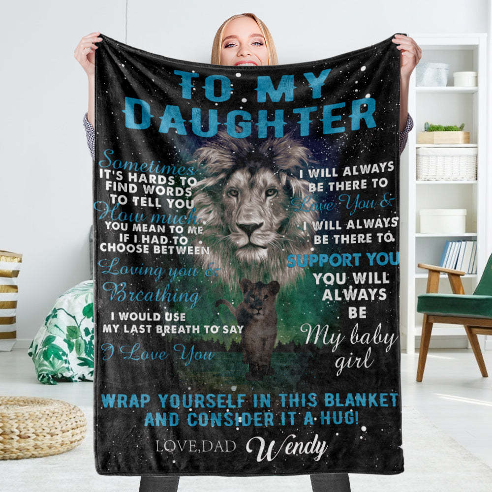 Custom Blankets Personalized Name Fleece Blanket-To My Daughter The Lion Blanket