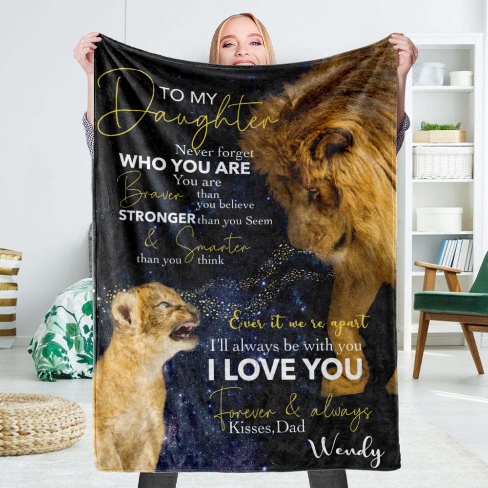 Custom Blankets Personalized Name Fleece Blanket-To My Daughter The Lion Daddy And Little Lion Blanket