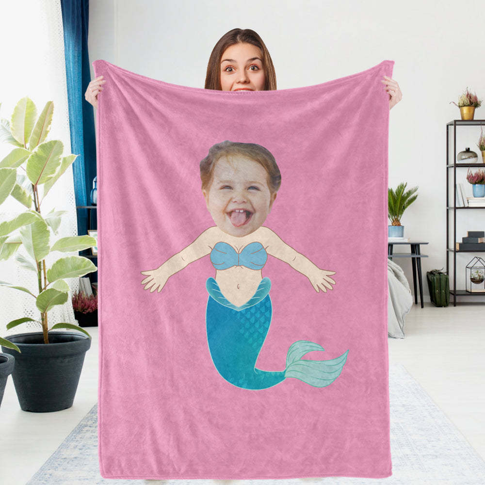 Custom Photo Blanket Unique Blue Mermaid Gifts Personalized Photo Gifts Unique Customized Gifts