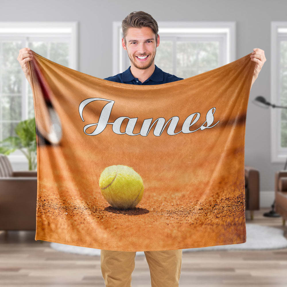 Custom Blanket Personalized Name Sport Blanket Custom Text Tennis Blanket Gifts for Tennis Fans