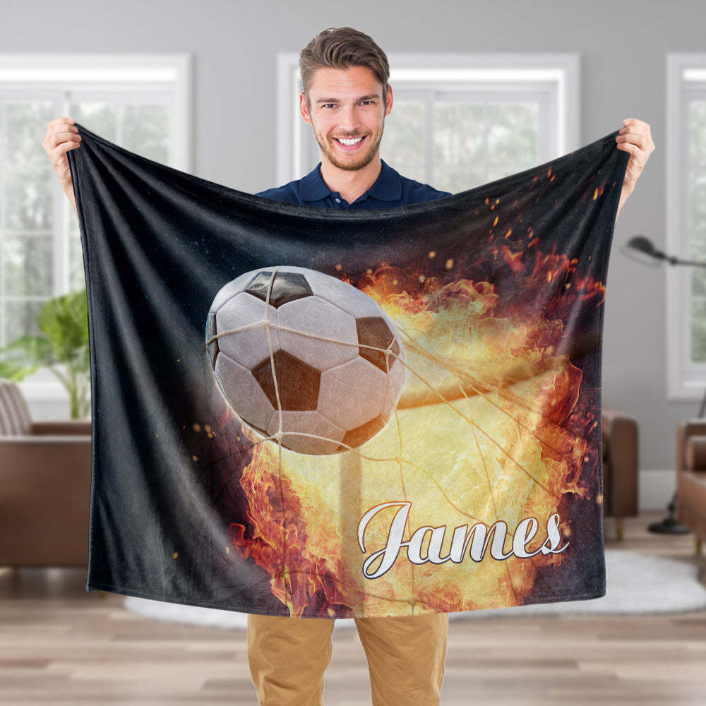 Personalized Blanket Soccer Fire Gifts Personalized Soccer Blankets Custom Name Blanket, Gifts for Soccer Fans