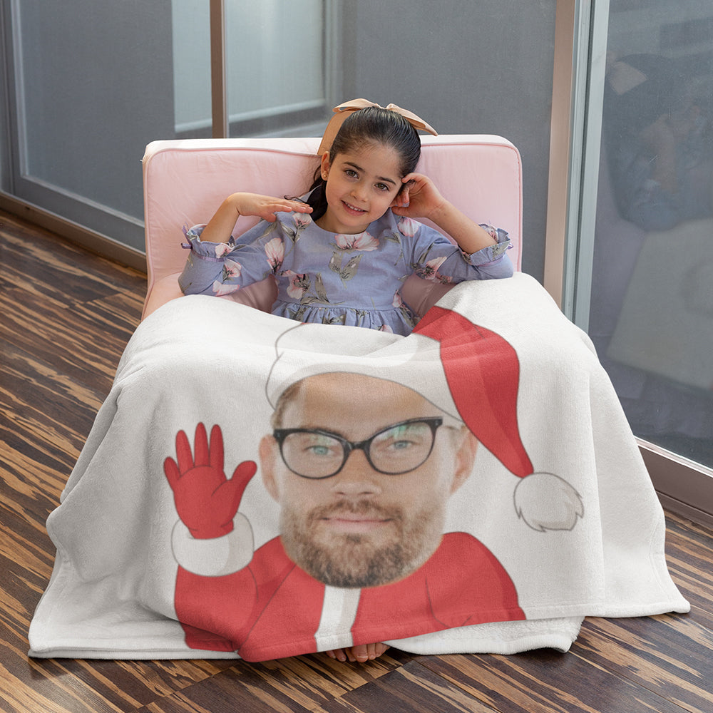 Unique Christmas Blanket Gifts Photo Blanket Face Blanket Custom Blanket Personalized Claus with Glasses Beckons to You