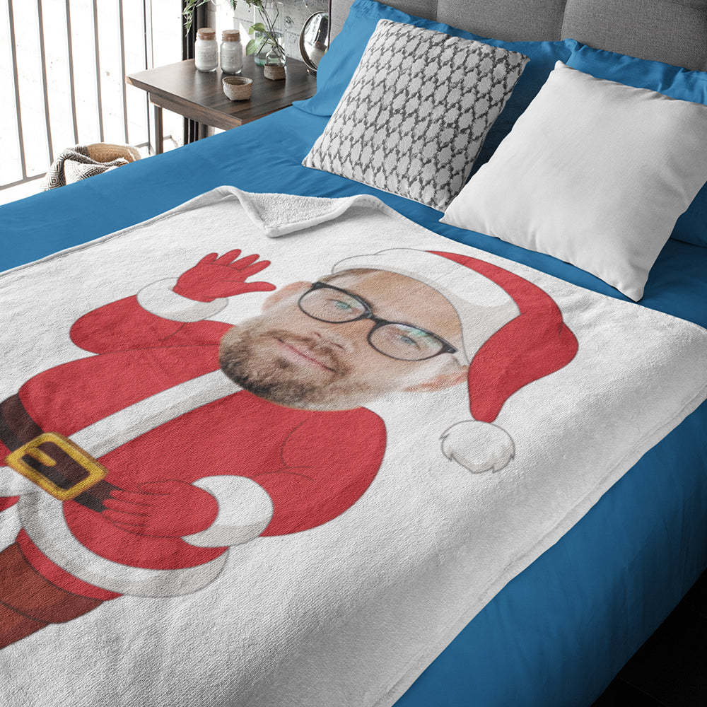 Unique Christmas Blanket Gifts Photo Blanket Face Blanket Custom Blanket Personalized Claus with Glasses Beckons to You