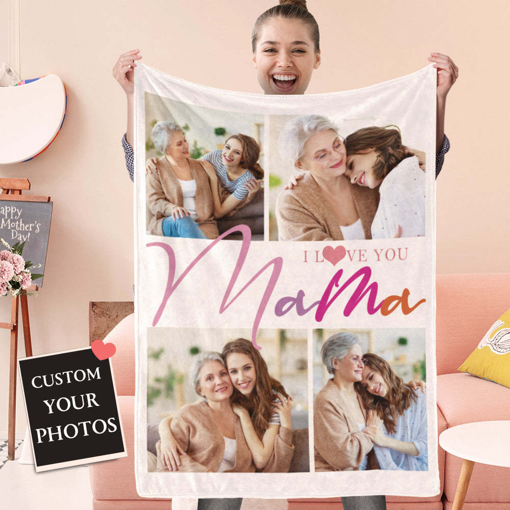 Custom Photo Blanket Personalized Mother's Day Blanket Gift for Mom