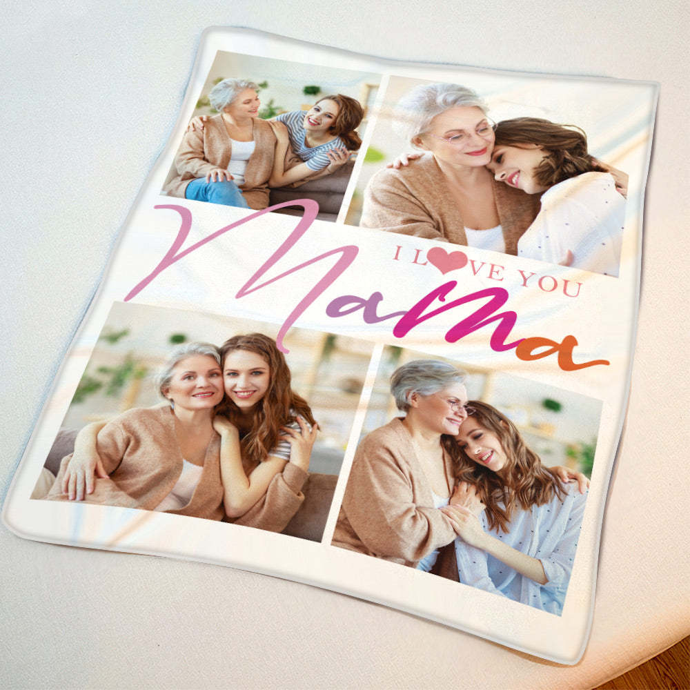 Custom Photo Blanket Personalized Mother's Day Blanket Gift for Mom