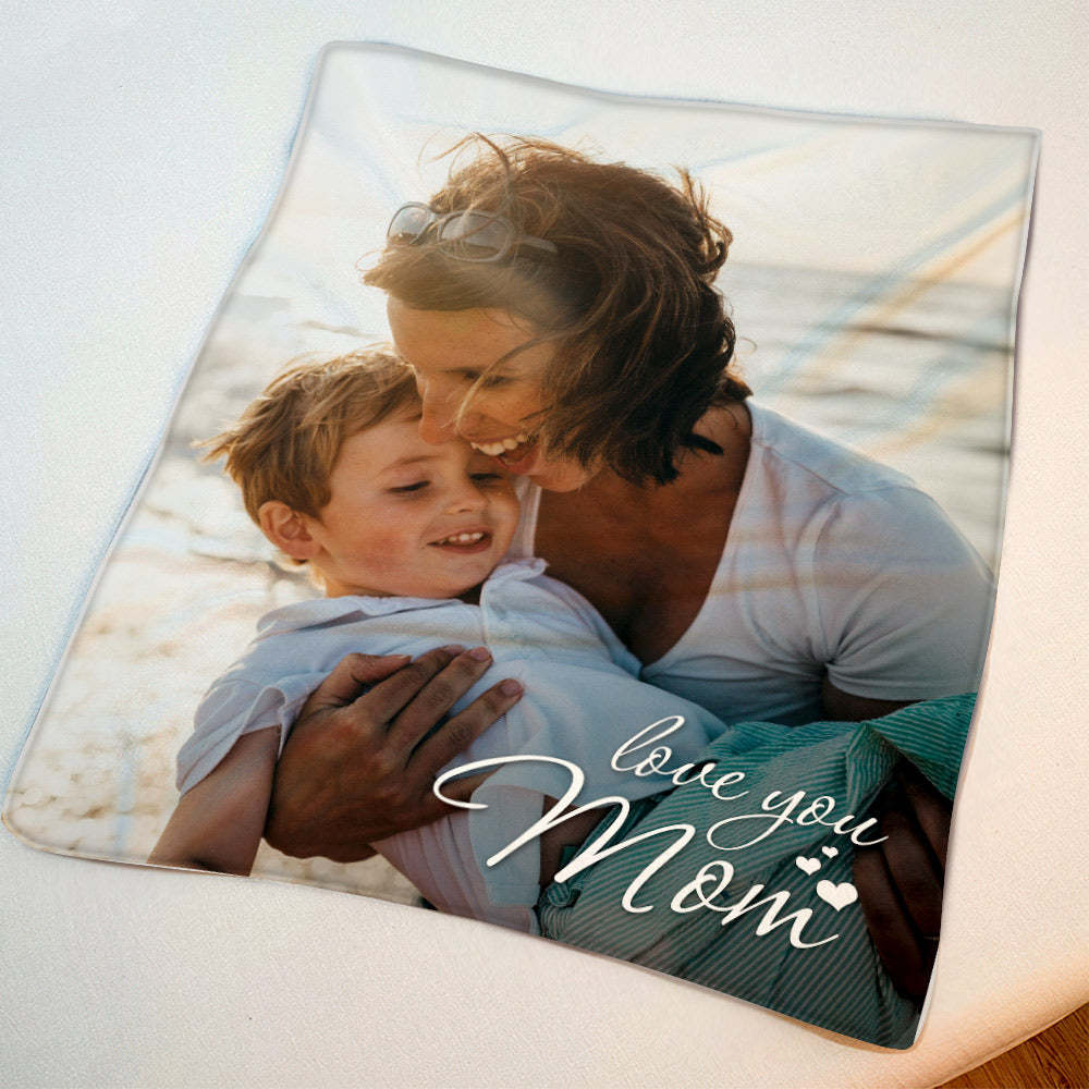 Custom Photo Blanket Personalized Gift For Mom Love You Mom