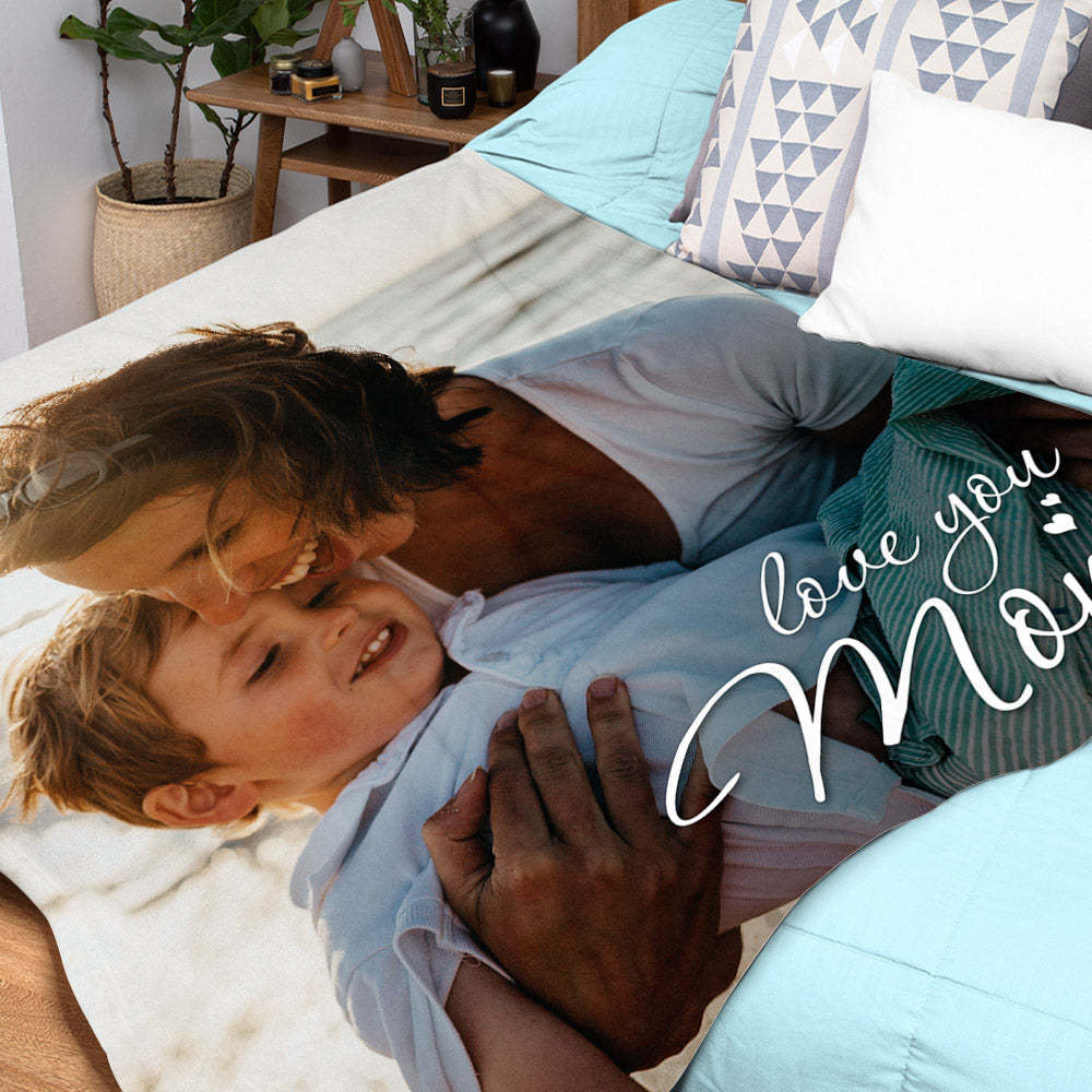 Custom Photo Blanket Personalized Gift For Mom Love You Mom