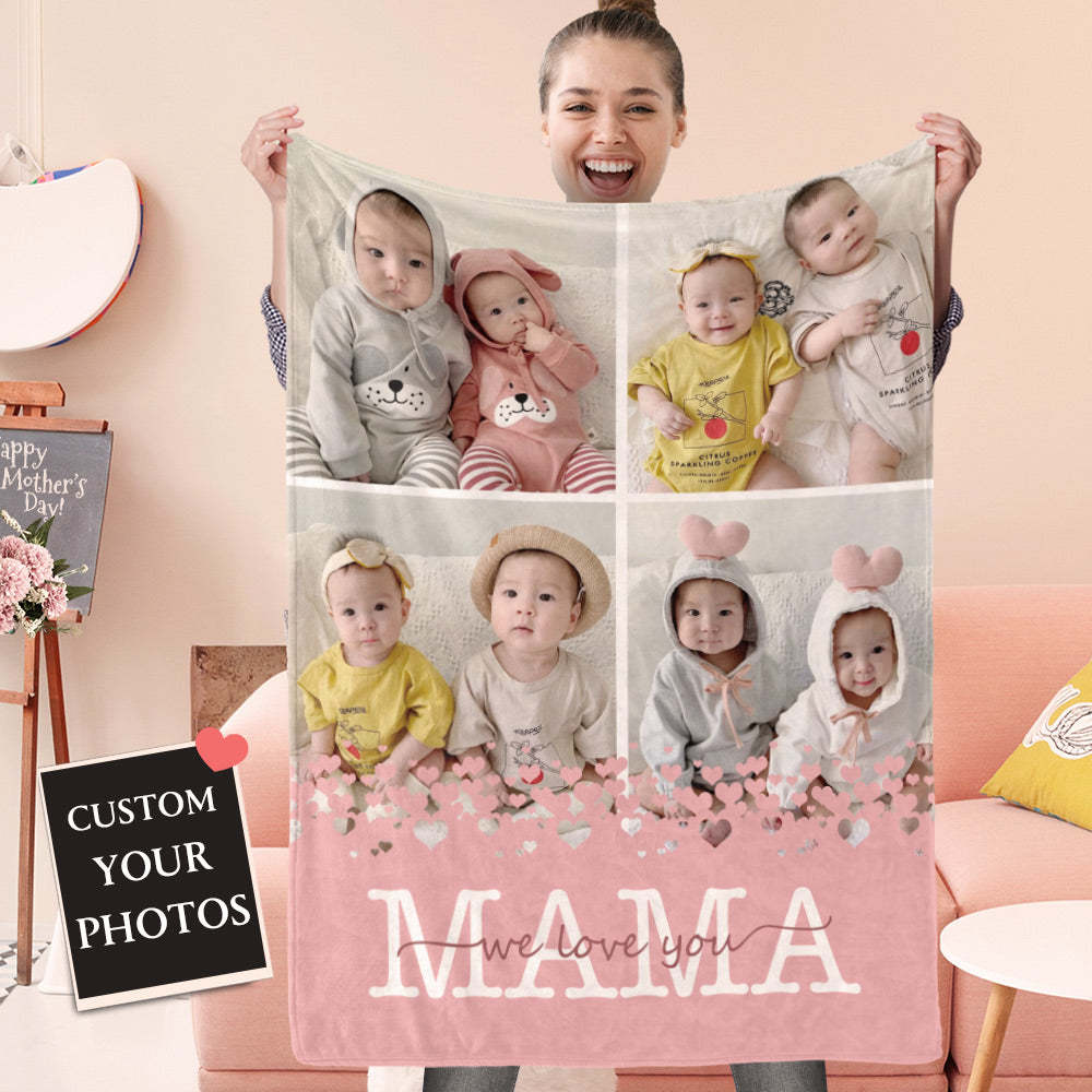 Custom Photo Blanket Mothers Day Gift Personalized Blanket for Wife