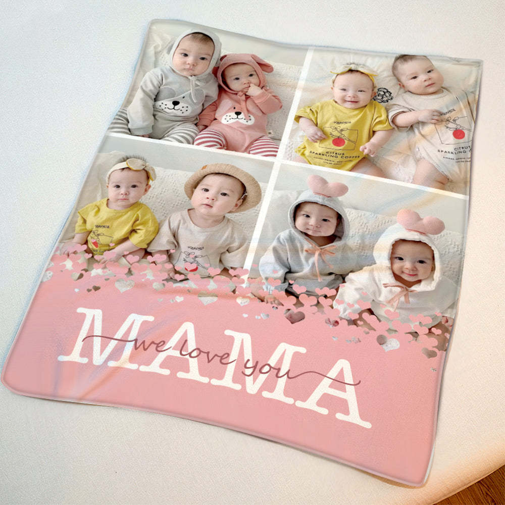 Custom Photo Blanket Mothers Day Gift Personalized Blanket for Wife