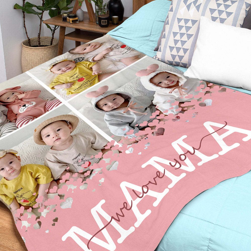 Custom Photo Blanket Mothers Day Gift Personalized Blanket for Wife