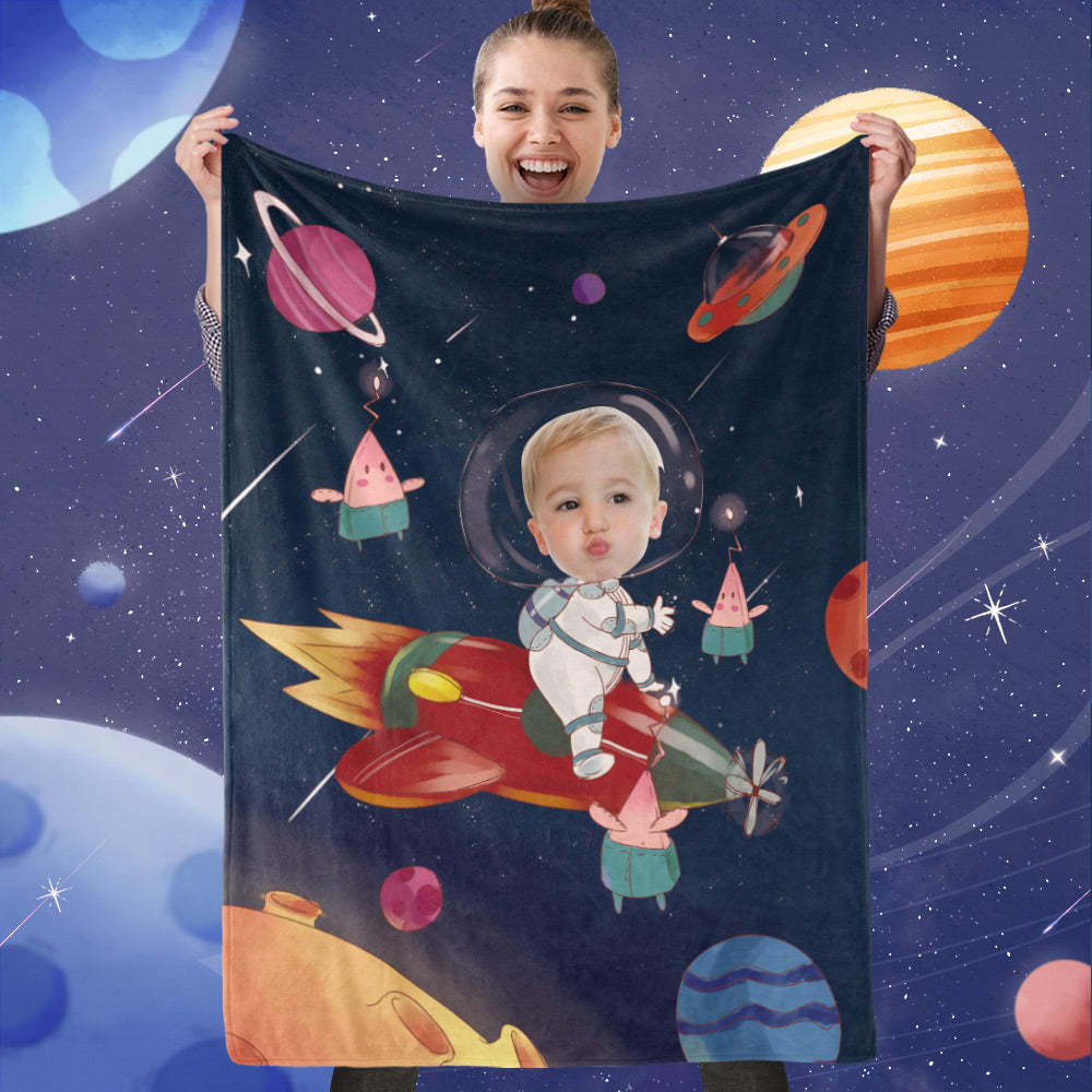Custom Face Blanket, Custom Rocket Blanket, Best Gift For Space Lover