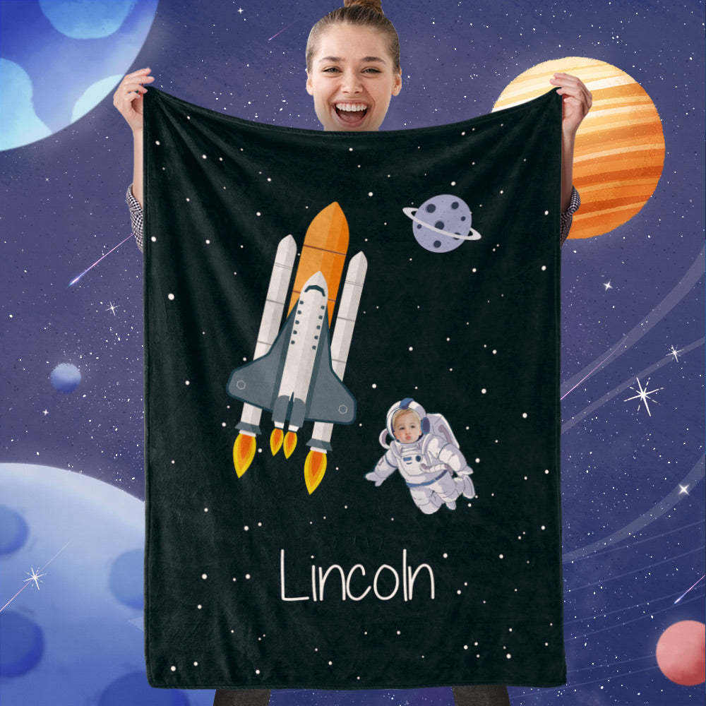 Personalized Face Blanket, Personalized Name Blanket Gift, Best Gift For Space Lover