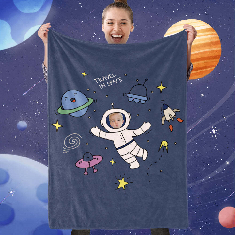 Personalized Face Blanket Gift, Personalized Astronaut Blanket, Best Gift For Space Lover