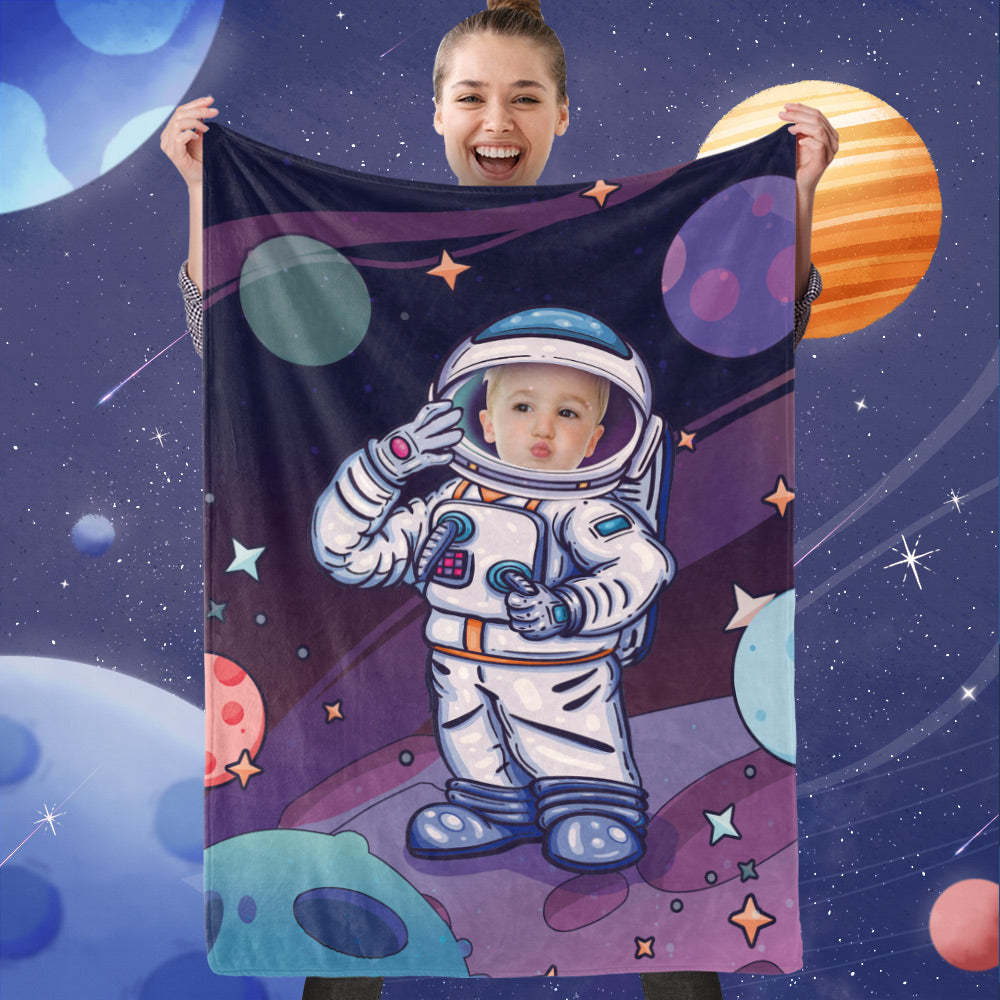 Custom Face Blanket, Custom Astronaut Blanket, Best Gift For Space Lover