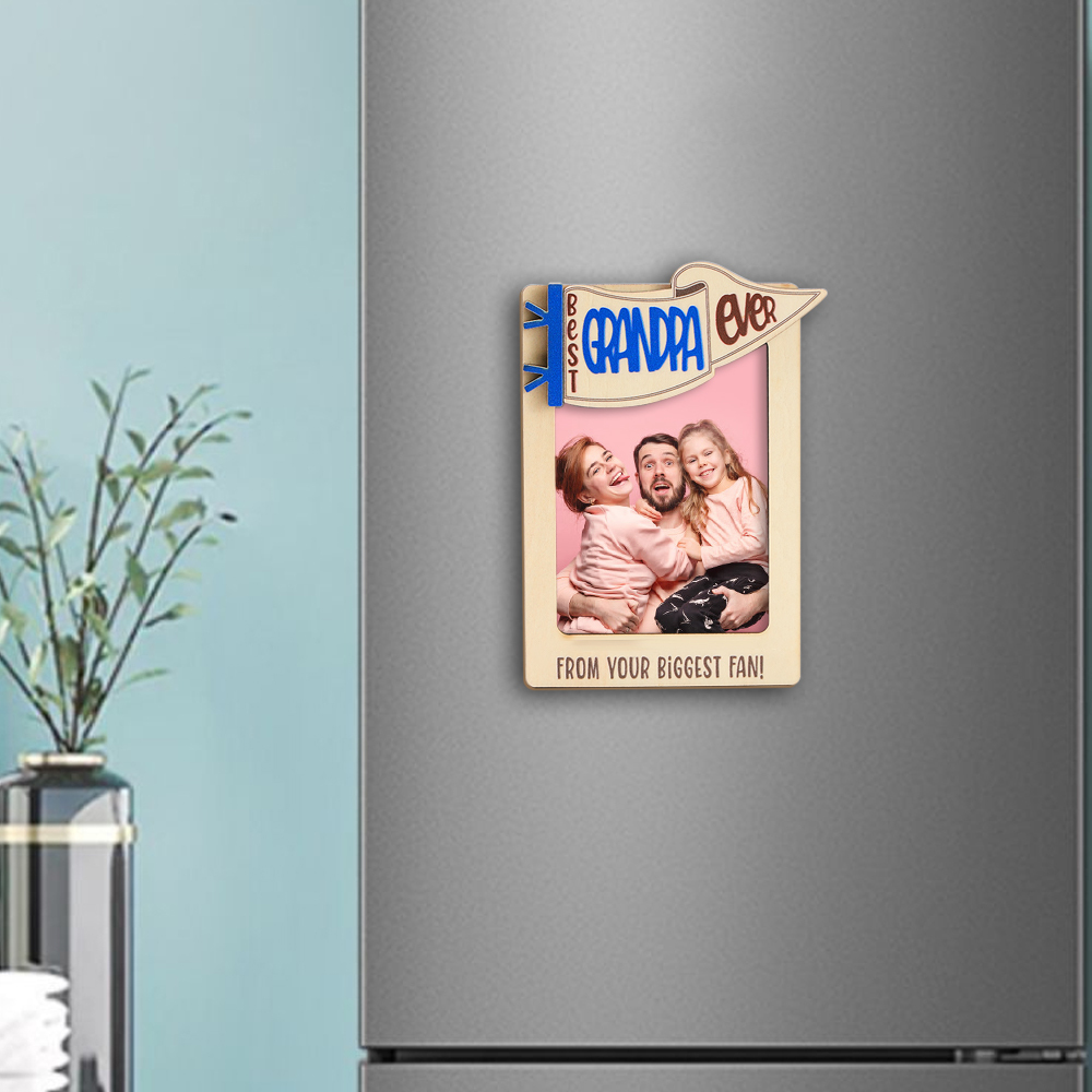 Personalized Picture Frame Fridge Engraved Photo Magnet Gift for Family