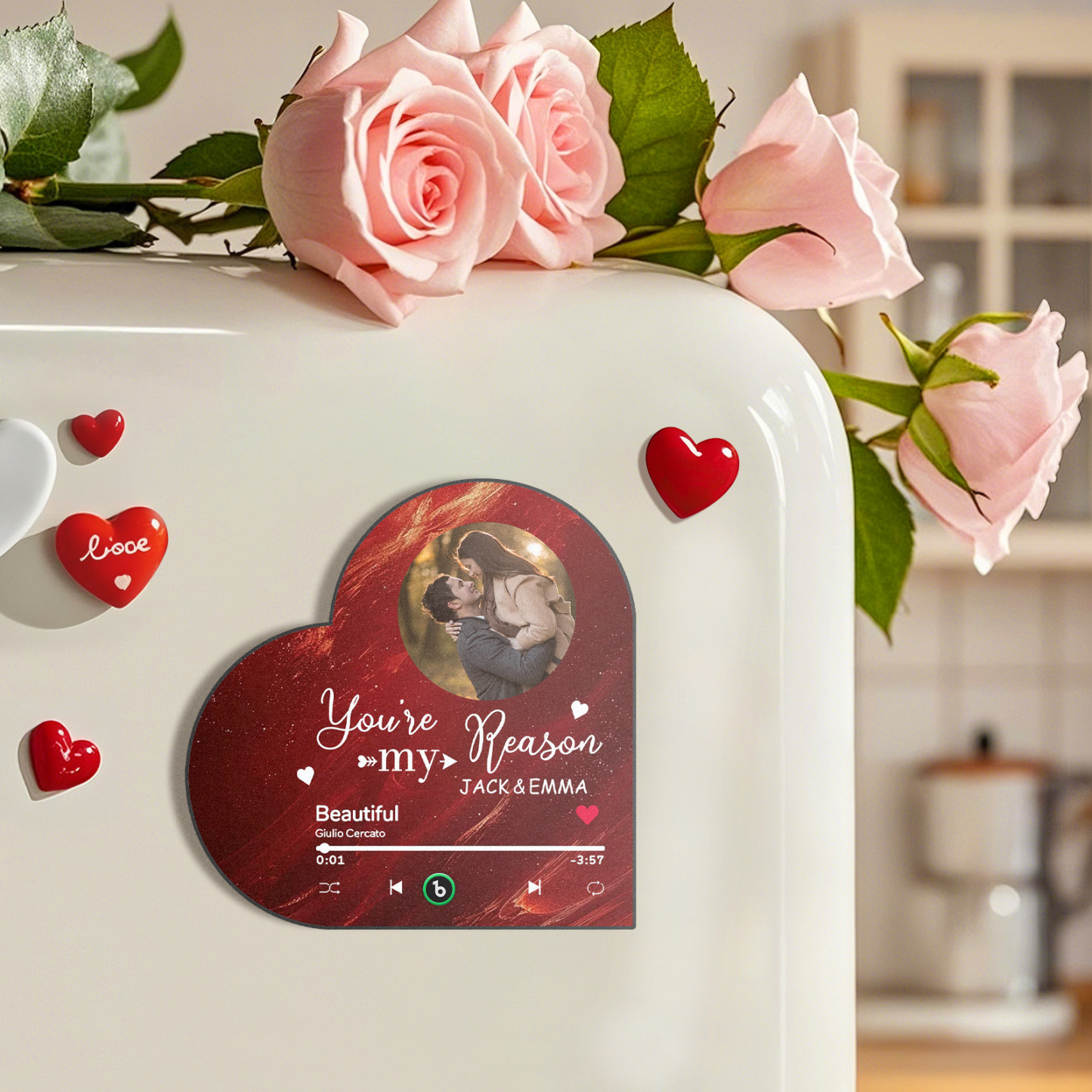 Custom Music Fridge Magnet Custom Heart Frame Album Fridge Magnet Music Wall Photo Sticker - Get Photo Blanket