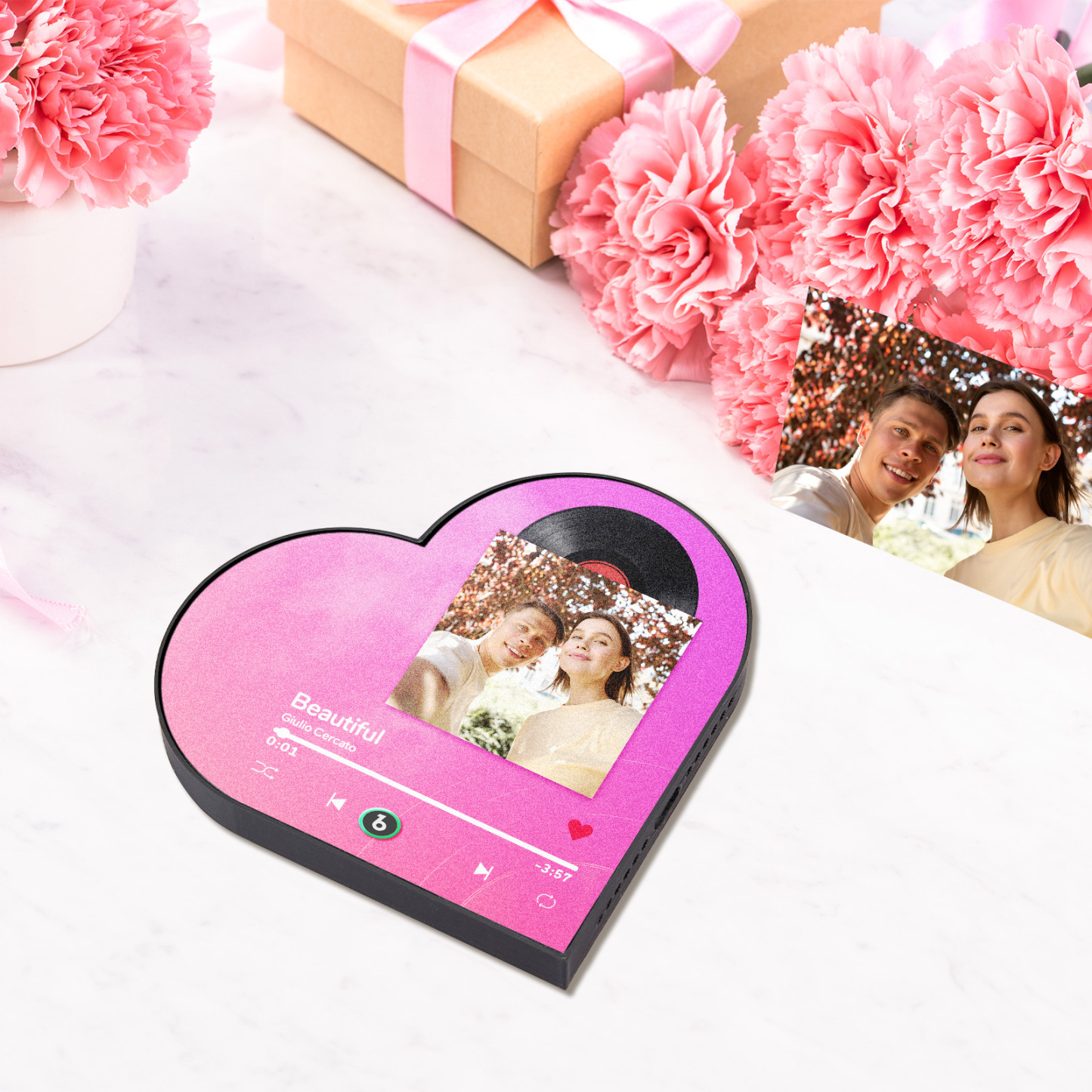 Custom Music Fridge Magnet Custom Heart Frame Album Fridge Magnet Music Wall Photo Sticker - Get Photo Blanket