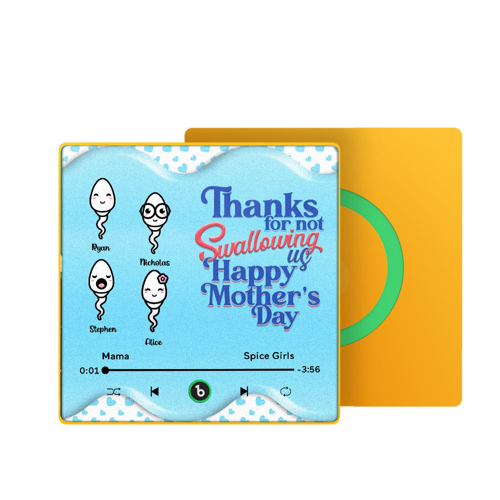 Thanks for not Swallowing Me Personalized Music Fridge Magnet, Funny Mother's Day Gift for Mom, Gift for her