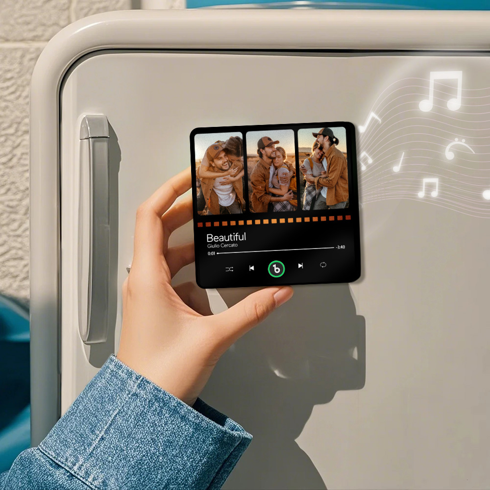 Custom Music Fridge Magnet Personalized Gift with Recordable Voice Photo Unique Anniversary Wedding Christmas Present for Her Him Couples - Get Photo Blanket