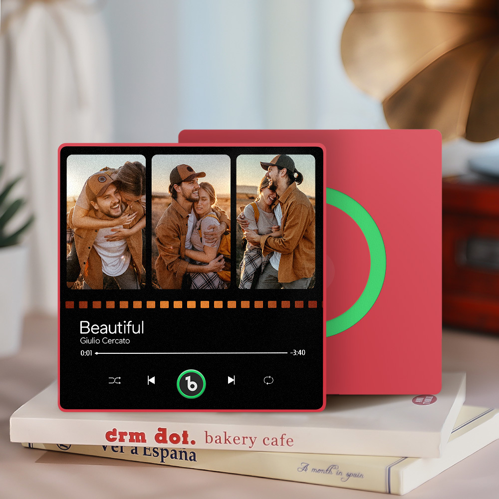 Custom Music Fridge Magnet Personalized Gift with Recordable Voice Photo Unique Anniversary Wedding Christmas Present for Her Him Couples - Get Photo Blanket