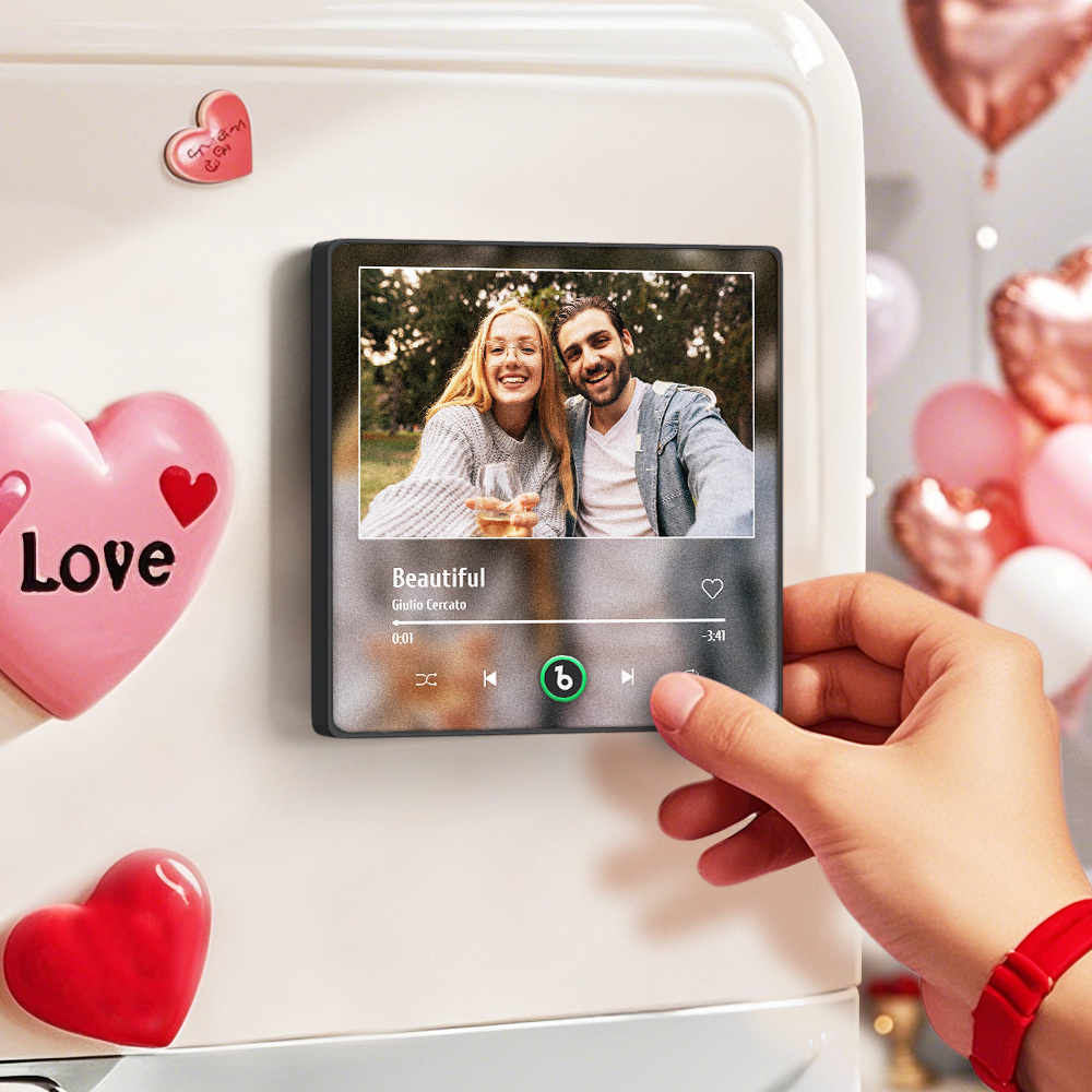 Custom Music Fridge Magnet Personalized Gift with Recordable Voice Photo Unique Anniversary Wedding Christmas Present for Her Him Couples - Get Photo Blanket