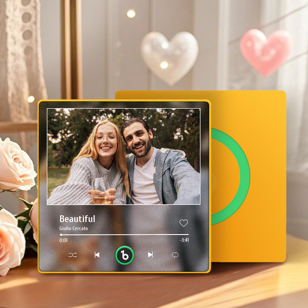 Custom Music Fridge Magnet Personalized Gift with Recordable Voice Photo Unique Anniversary Wedding Christmas Present for Her Him Couples - Get Photo Blanket