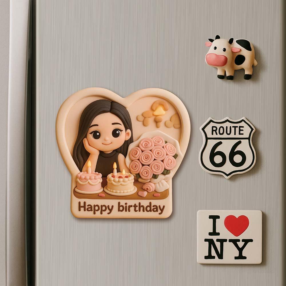 Custom Couple Cartoon Fridge Magnet from Photo Personalized 3D Mini Character Gift for Boyfriend or Girlfriend - Get Photo Blanket