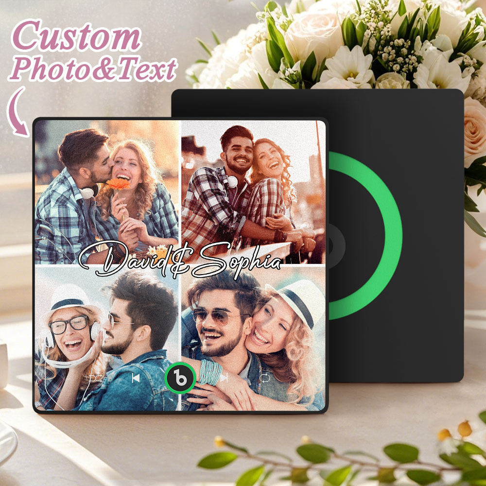 Custom Music Fridge Magnet Personalized Gift with Recordable Voice Photo Unique Anniversary Wedding Christmas Present for Her Him Couples - Get Photo Blanket