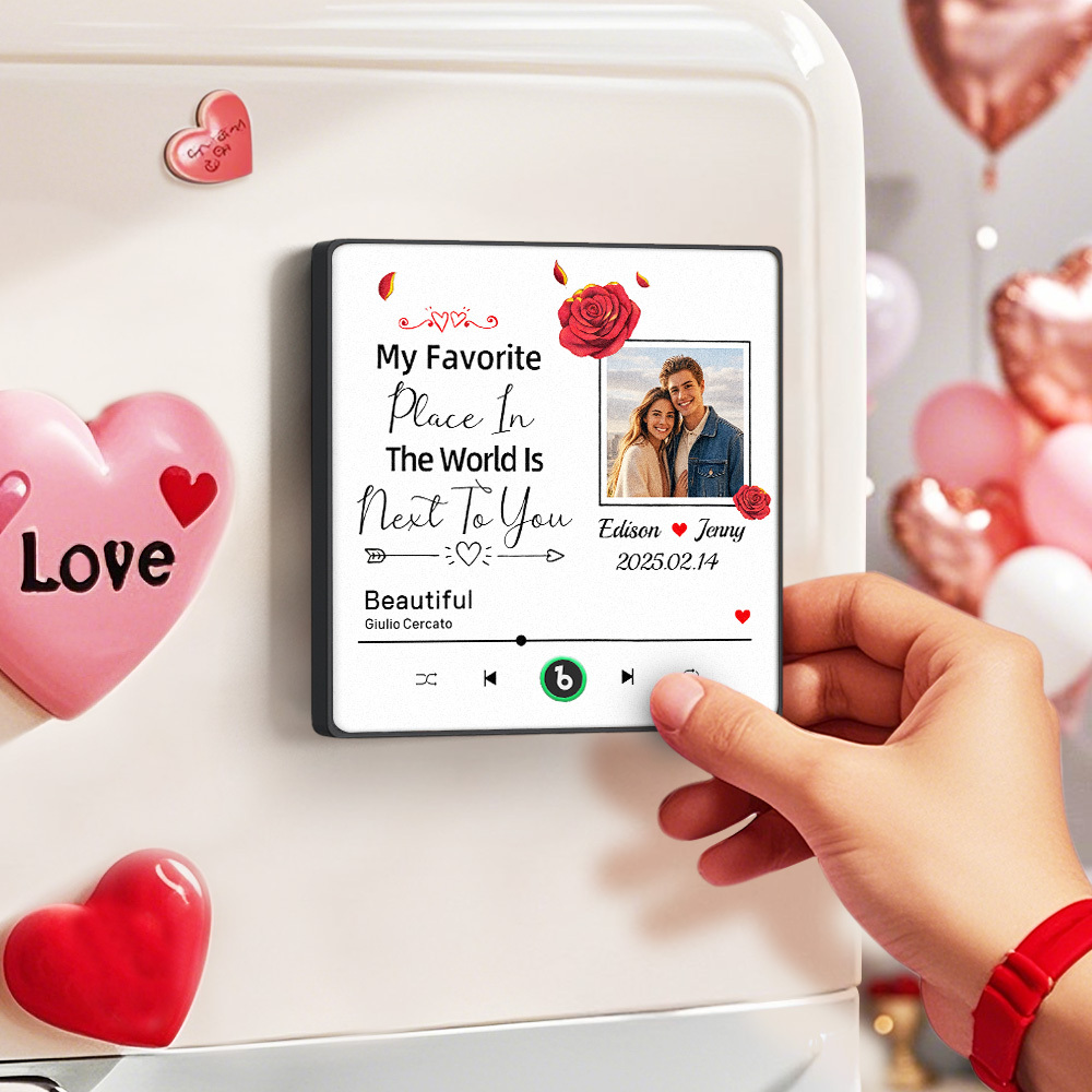 Custom Music Fridge Magnet Personalized Gift with Recordable Voice Photo Unique Anniversary Wedding Christmas Present for Her Him Couples - Get Photo Blanket