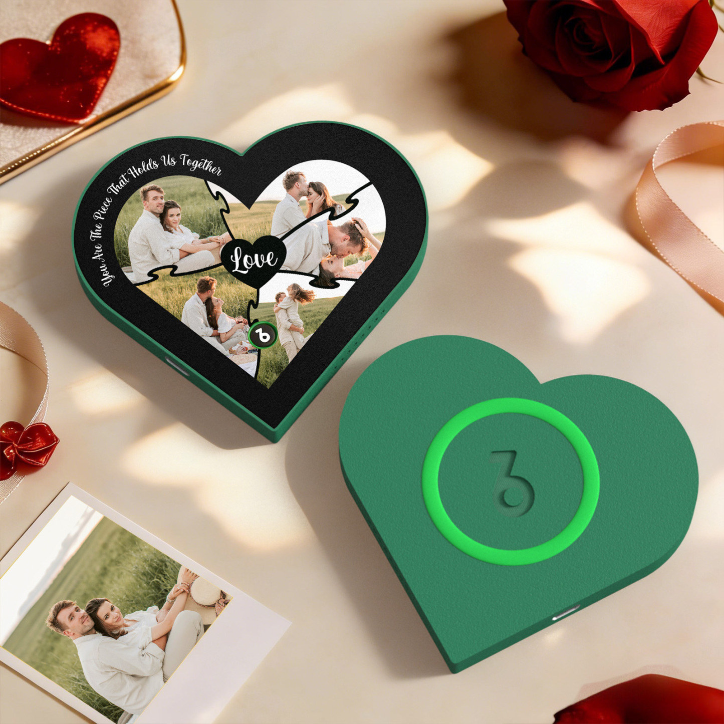 Custom Heart-Shaped Music Photo Fridge Magnet Romantic Gift for Couples Valentine's Day Gifts - Get Photo Blanket