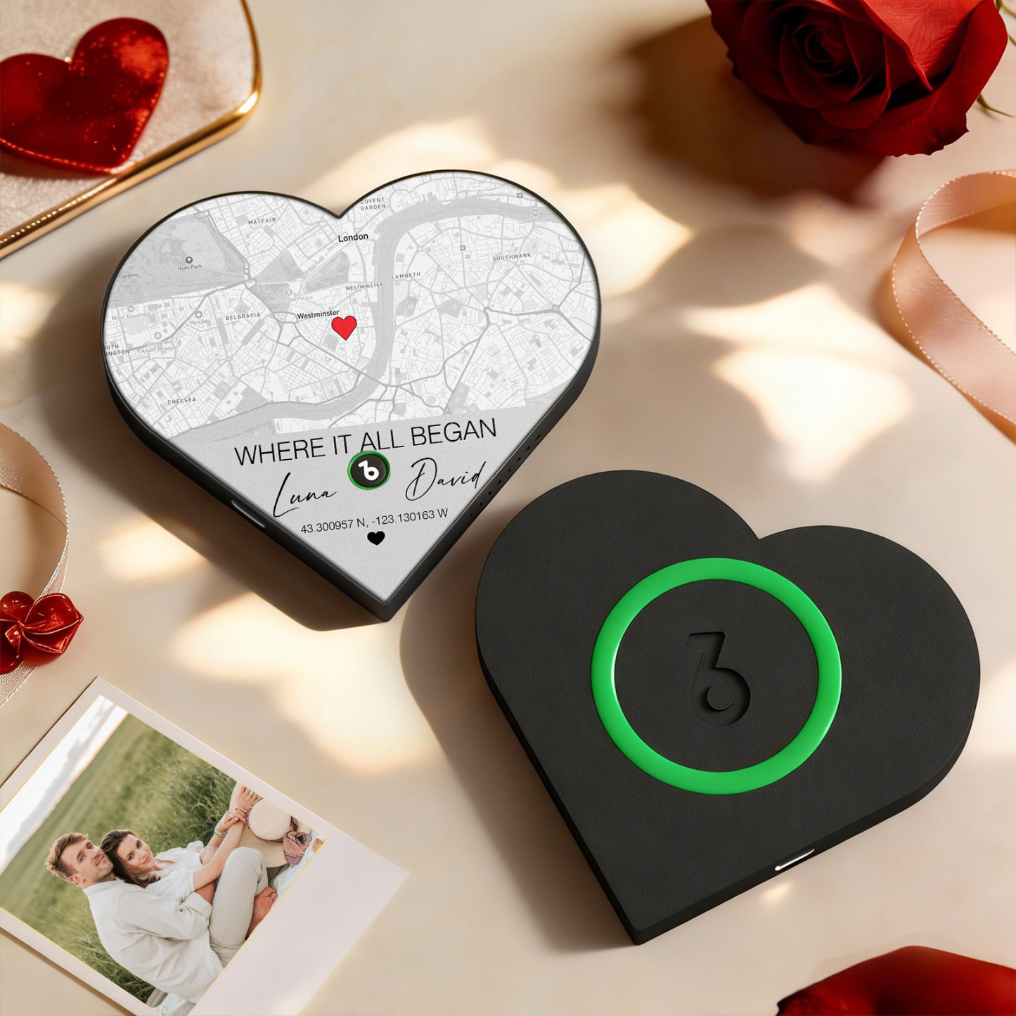 Custom Heart-Shaped Music Photo Fridge Magnet Romantic Gift for Couples Valentine's Day Gifts - Get Photo Blanket