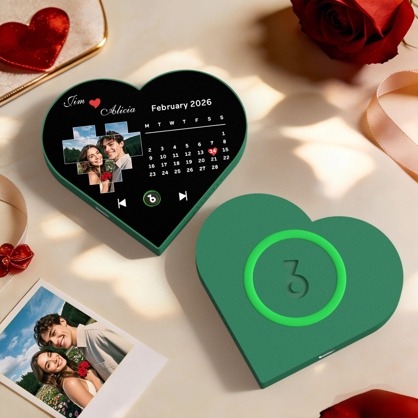 Custom Heart-Shaped Music Photo Fridge Magnet Romantic Gift for Couples Valentine's Day Gifts - Get Photo Blanket