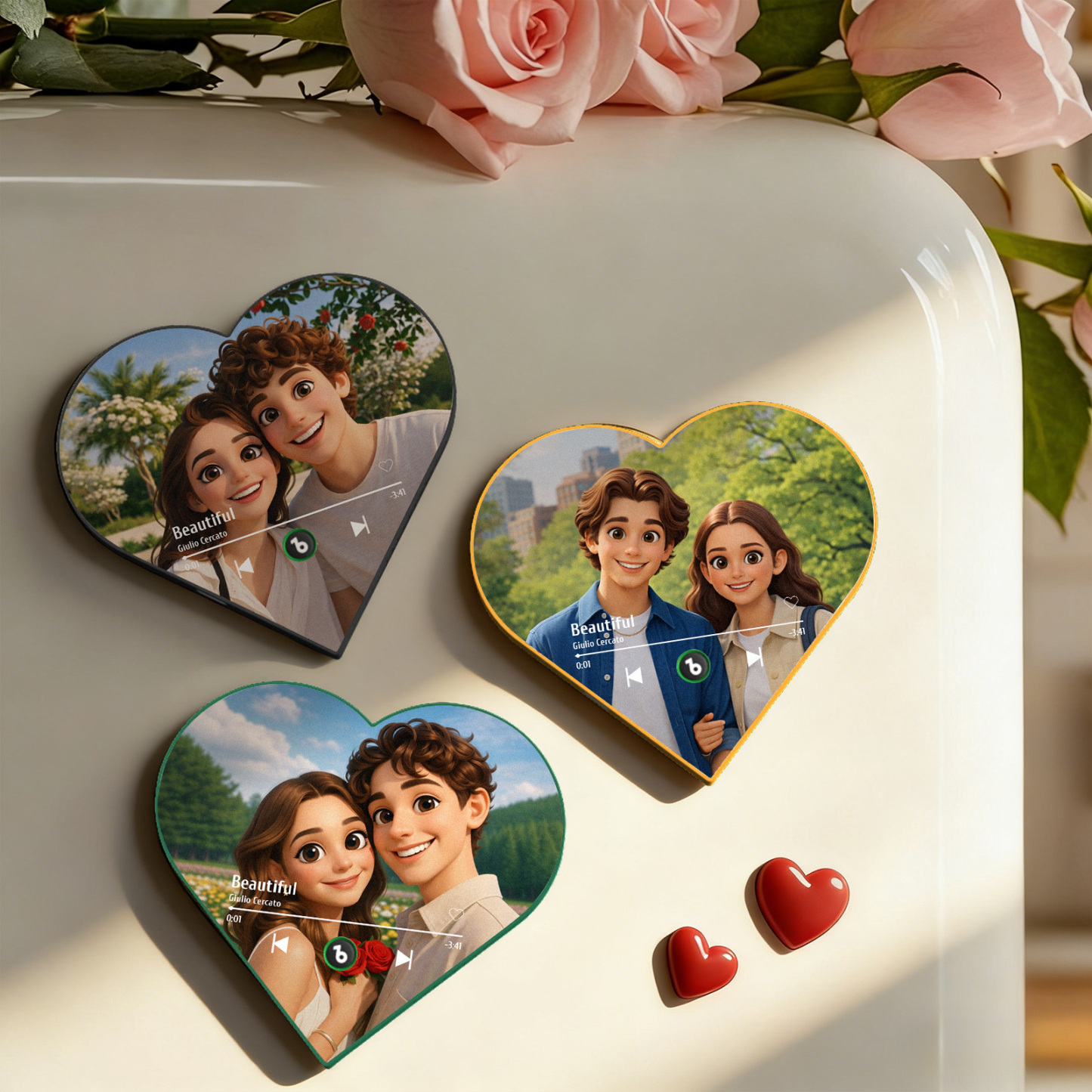 Custom Heart-Shaped Music Photo Fridge Magnet Romantic Gift for Couples Valentine's Day Gifts - Get Photo Blanket