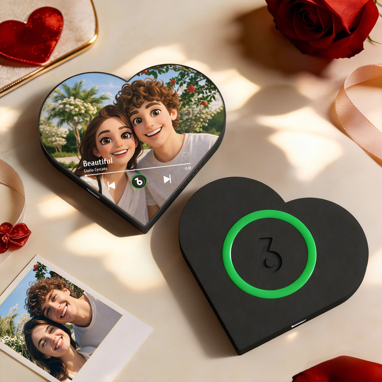 Custom Heart-Shaped Music Photo Fridge Magnet Romantic Gift for Couples Valentine's Day Gifts - Get Photo Blanket