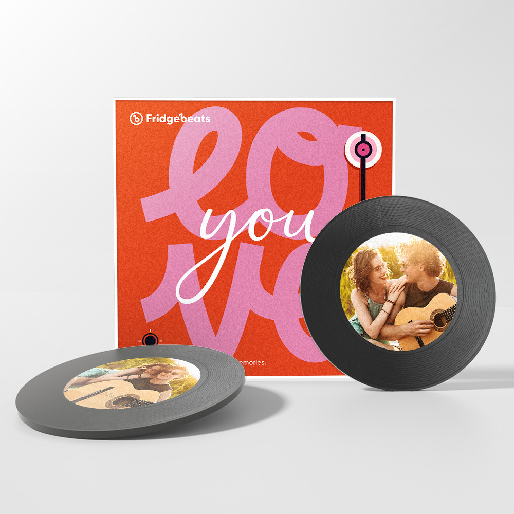 Custom Song Fridge Magnet With Couple's Photo Supports NFC Functionality Gifts for Girlfriend - Get Photo Blanket