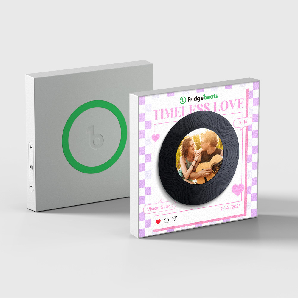 Custom Music And Photo Fridge Magnet Personalized Pink Heart Fridge Magnet Valentine's Day Gift for Couple - Get Photo Blanket