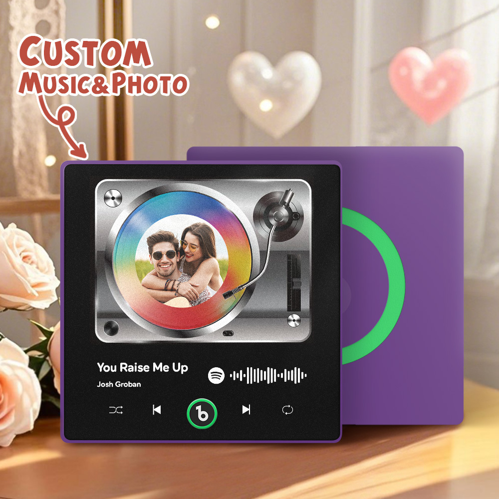 Upgrade Photo Colorful Album Fridge Magnet Personalized Music Fridge Magnet with Custom Name & Photo Fridge Magnet FridgeBeats Pro Supports Bluetooth Connectivity Funny Gift for Couples Valentine's Day Gift