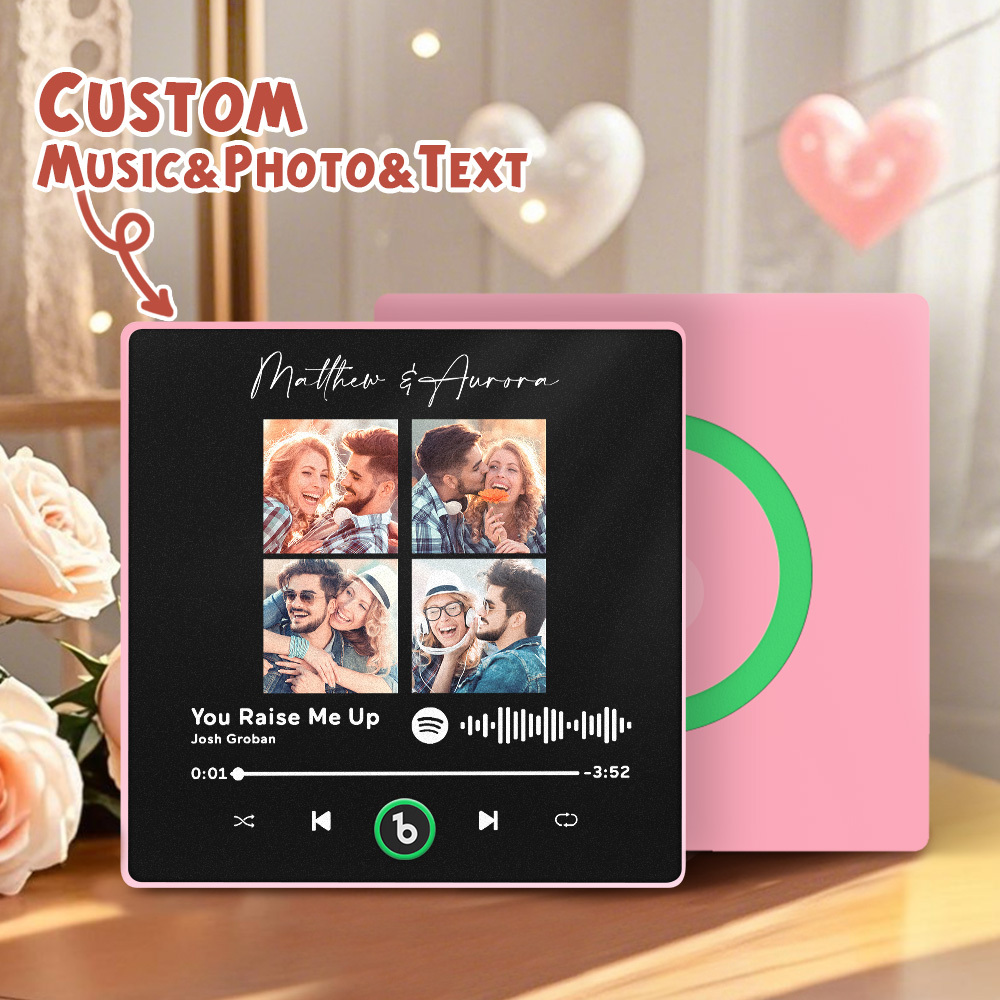 Upgrade Photo Colorful Album Fridge Magnet Personalized Music Fridge Magnet with Custom Name & Photo Fridge Magnet FridgeBeats Pro Supports Bluetooth Connectivity Funny Gift for Couples Valentine's Day Gift