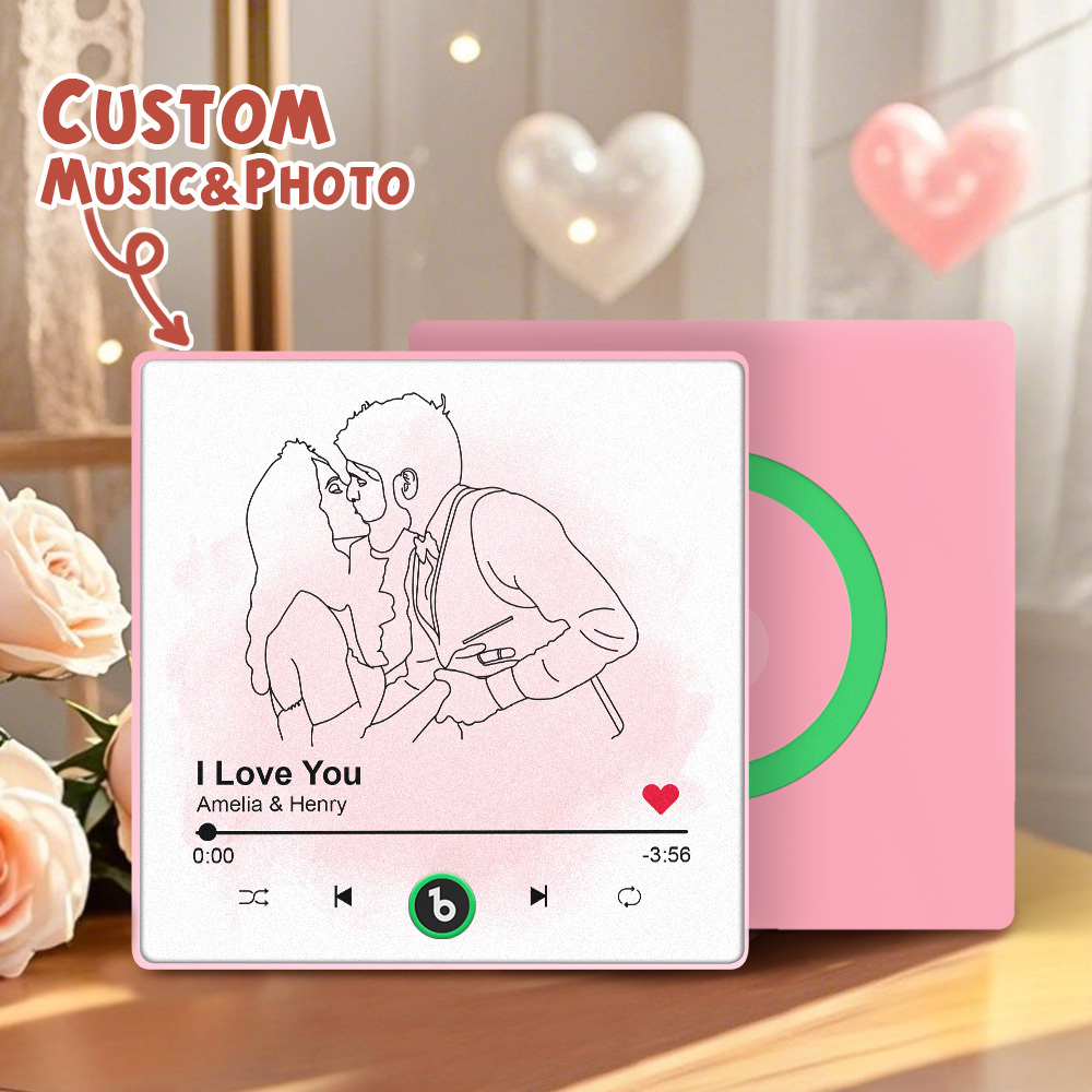 Upgrade Photo Colorful Album Fridge Magnet Personalized Music Fridge Magnet with Custom Name & Photo Fridge Magnet FridgeBeats Pro Supports Bluetooth Connectivity Funny Gift for Couples Valentine's Day Gift