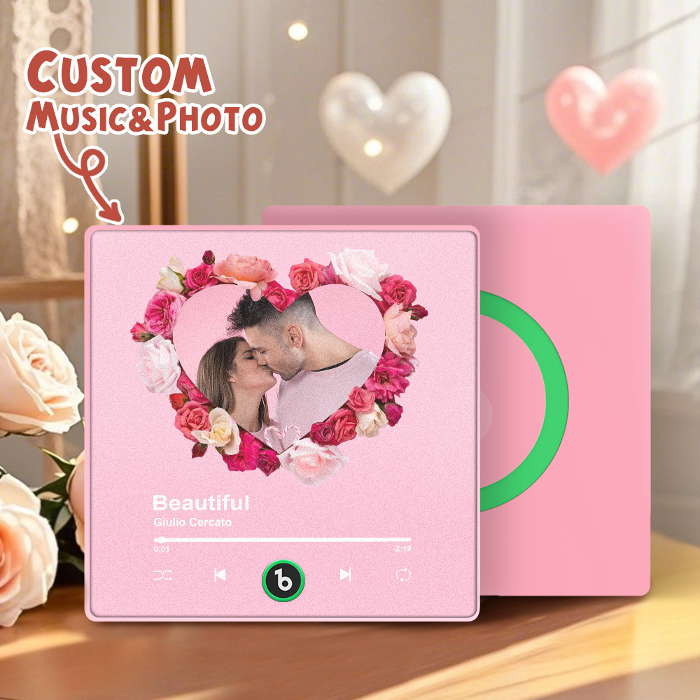 Upgrade Photo Colorful Album Fridge Magnet Personalized Music Fridge Magnet with Custom Name & Photo Fridge Magnet FridgeBeats Pro Supports Bluetooth Connectivity Funny Gift for Couples Valentine's Day Gift