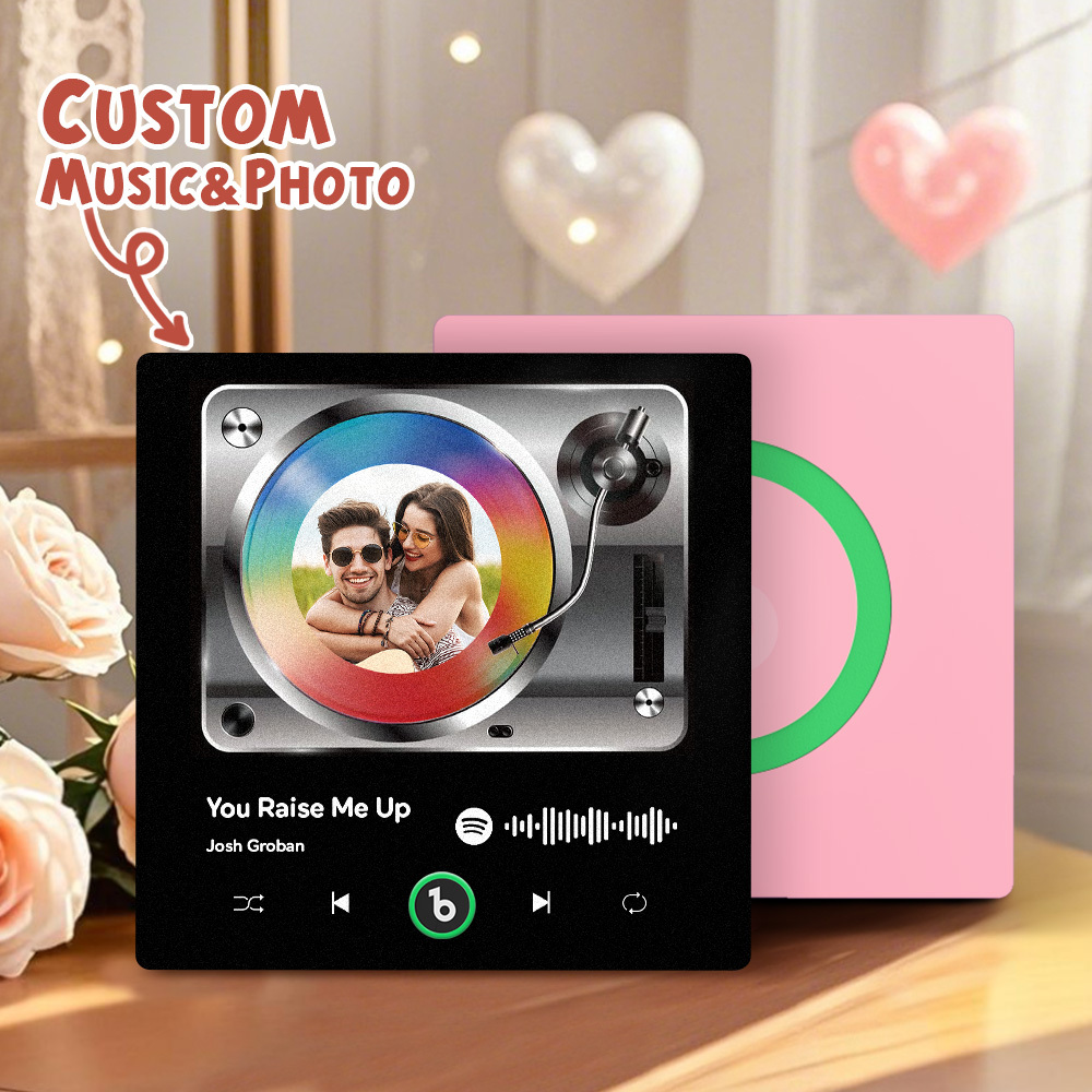 Upgrade Photo Colorful Album Fridge Magnet Personalized Music Fridge Magnet with Custom Name & Photo Fridge Magnet FridgeBeats Pro Supports Bluetooth Connectivity Funny Gift for Couples Valentine's Day Gift