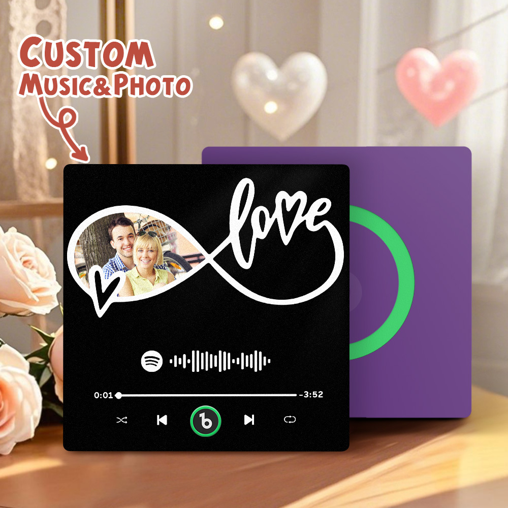 Upgrade Photo Colorful Album Fridge Magnet Personalized Music Fridge Magnet with Custom Name & Photo Fridge Magnet FridgeBeats Pro Supports Bluetooth Connectivity Funny Gift for Couples Valentine's Day Gift