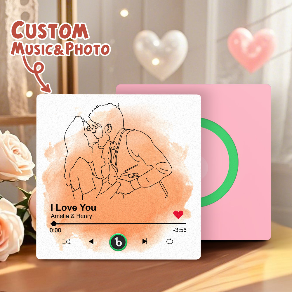 Upgrade Photo Colorful Album Fridge Magnet Personalized Music Fridge Magnet with Custom Name & Photo Fridge Magnet FridgeBeats Pro Supports Bluetooth Connectivity Funny Gift for Couples Valentine's Day Gift