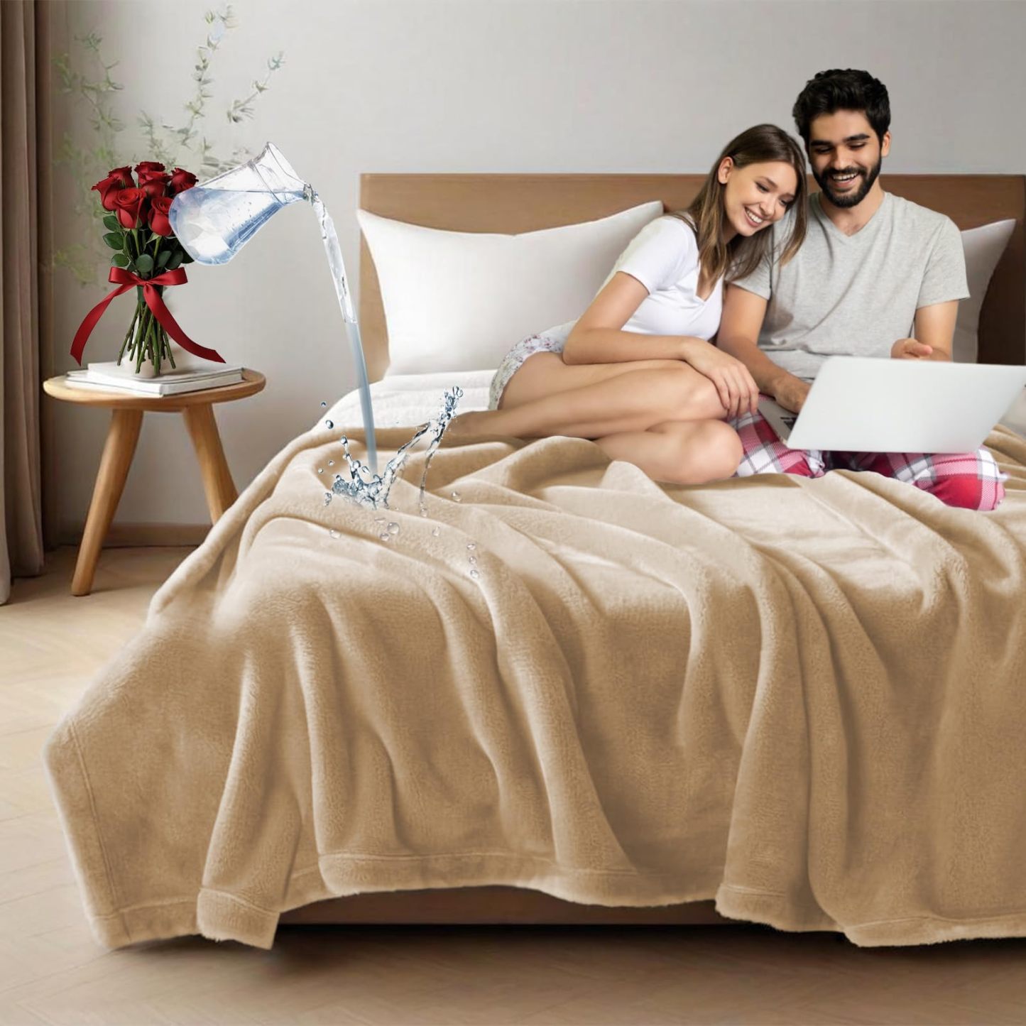 Waterproof Intimacy Blanket for Couple's Wild Nights, 3 Layer Lightweight Machine Washable and Stain Proof for Couples & Pets with 31 Styles & 6 Sizes for Lovers without Ruin Sheets - Get Photo Blanket