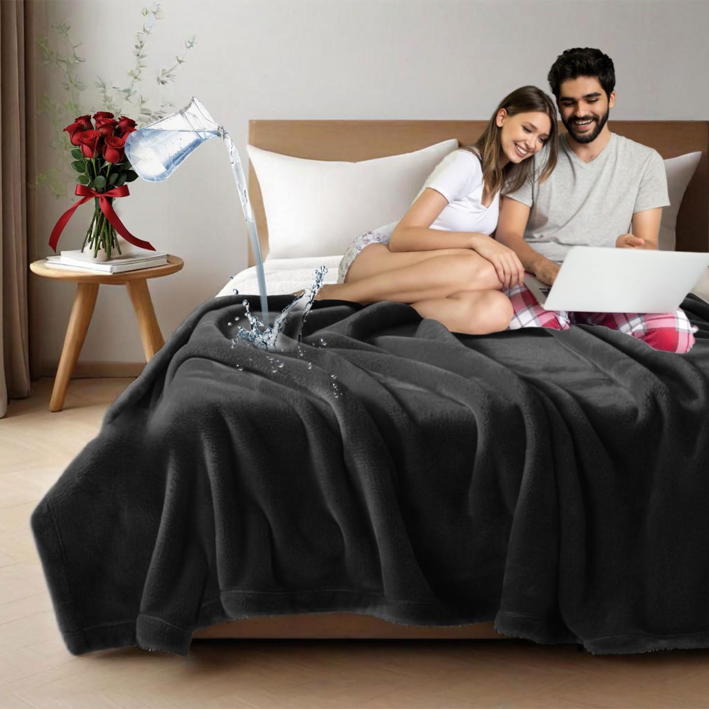 Waterproof Intimacy Blanket for Couple's Wild Nights, 3 Layer Lightweight Machine Washable and Stain Proof for Couples & Pets with 31 Styles & 6 Sizes for Lovers without Ruin Sheets - Get Photo Blanket